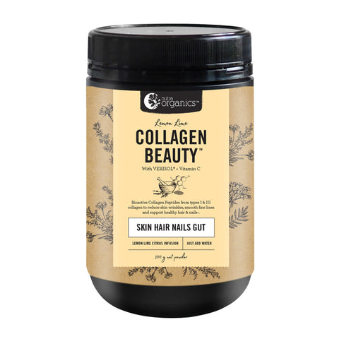 Nutra Organics Collagen Beauty + VitC (Skin Hair Nails Gut) 300g - Lemon Lime