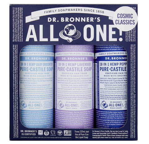 Dr Bronner's Pure Castile Soap Set 237ml x 3 - Cosmic Classics
