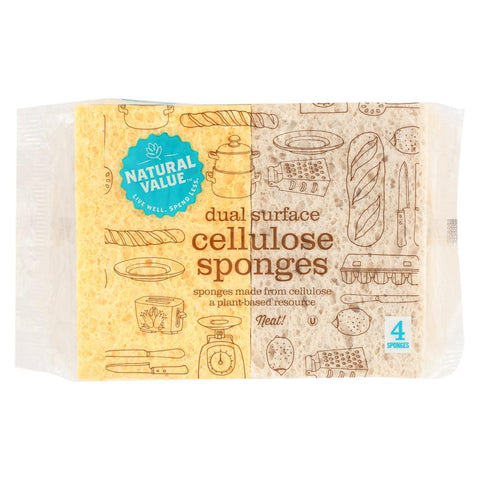 NATURAL VALUE Plant-based Cellulose Sponges 4pcs