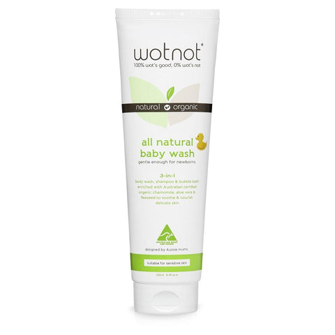 WOTNOT Organic all natural 3-in-1 Baby Wash 250ml (for sensitive skin)