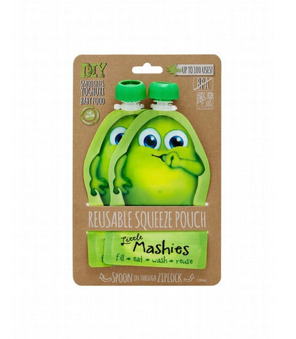 Little Mashies Reusable Squeeze Pouch Green 2 Pack