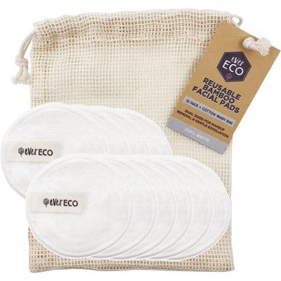 Ever Eco Reusable Bamboo Facial Pads x 10pcs With Cotton Wash Bag